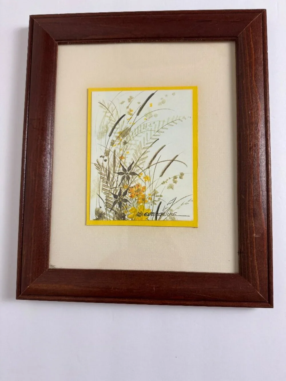 Neutral Wildflower Watercolor Print Botanical Art Boho Rustic Style Wood Frame